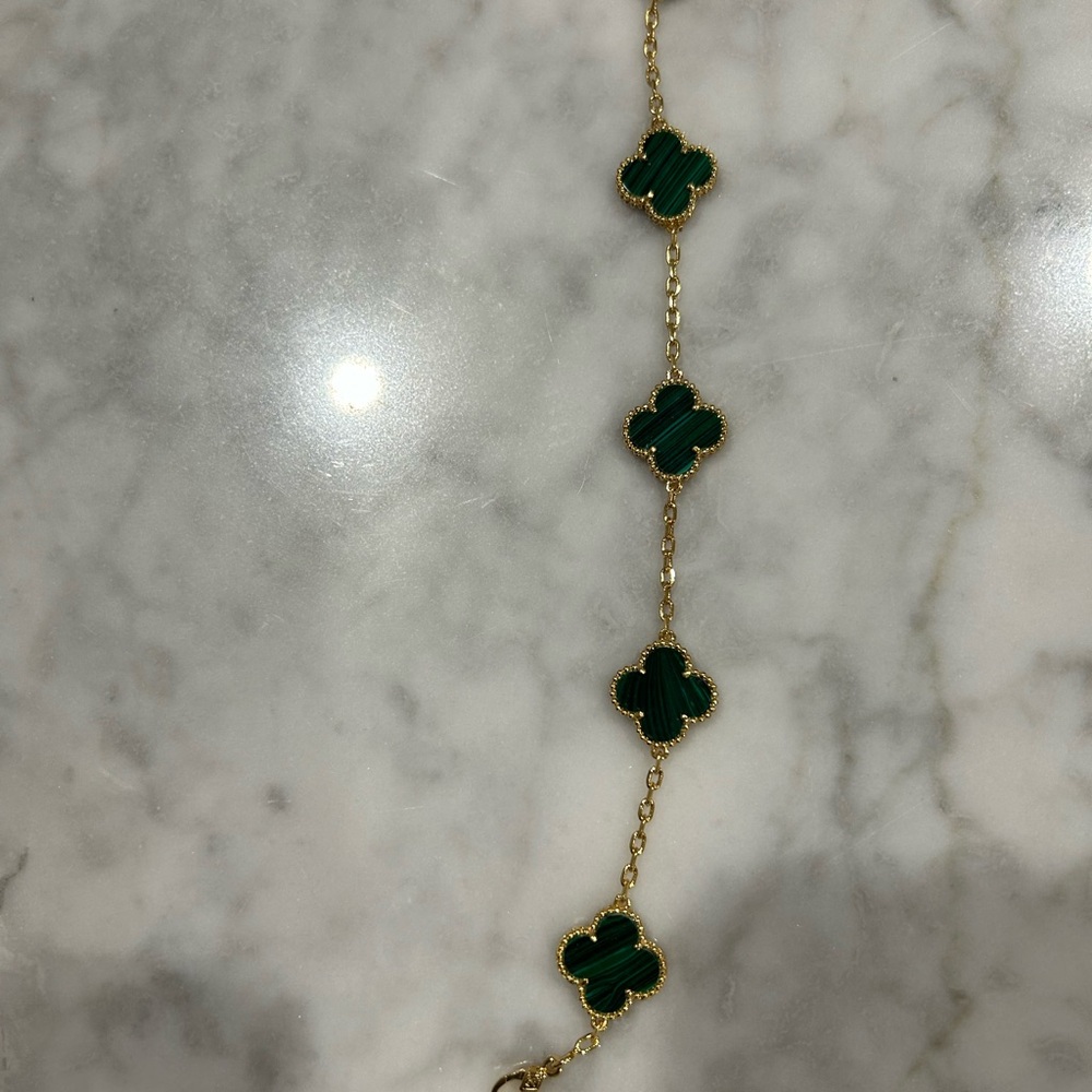 Malachite & yellow gold 5 motif bracelet